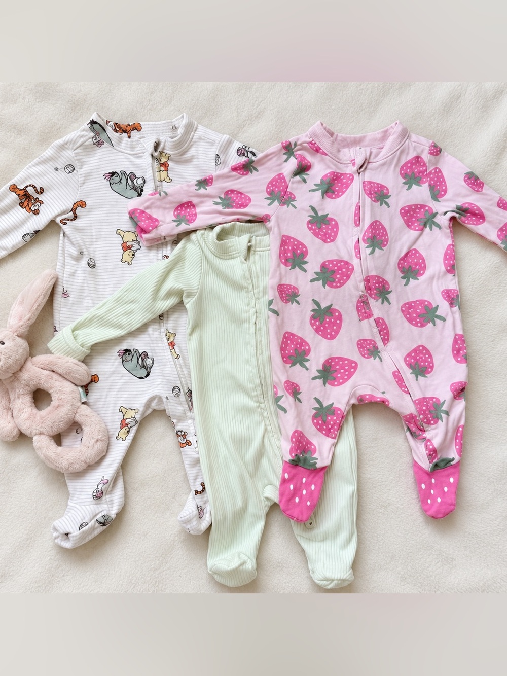 Old Navy - Pink Strawberry Print Kids One-Piece Sleeper